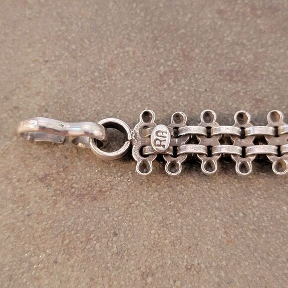 Vintage 900 Silver Artisan Ornate Beaded Rashod Arts Bracelet - Picture 7 of 8